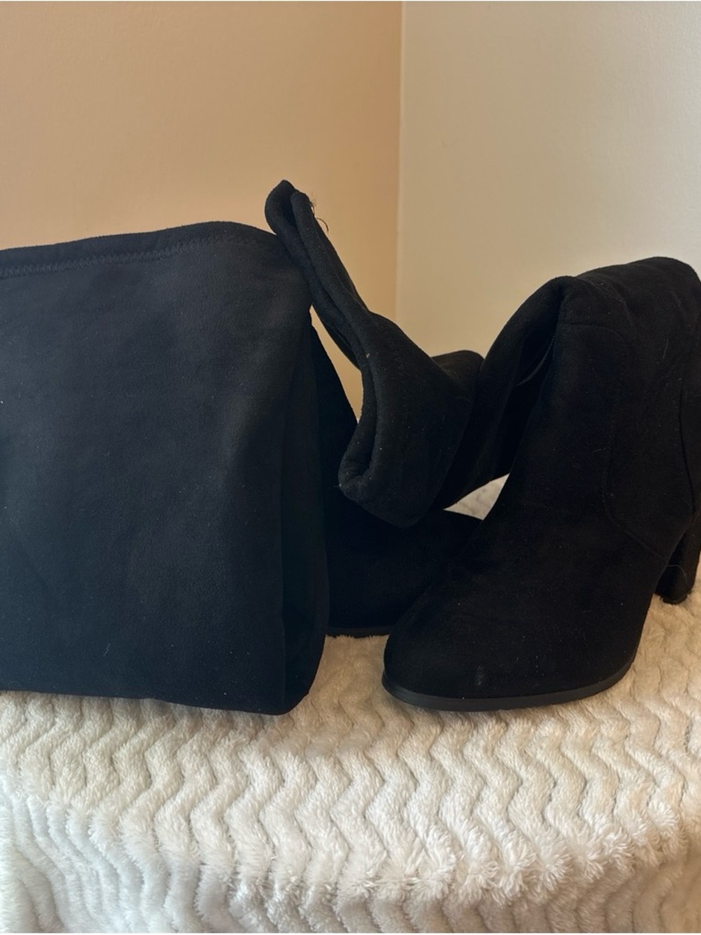 Women's Black Suede Over the Knee Boots